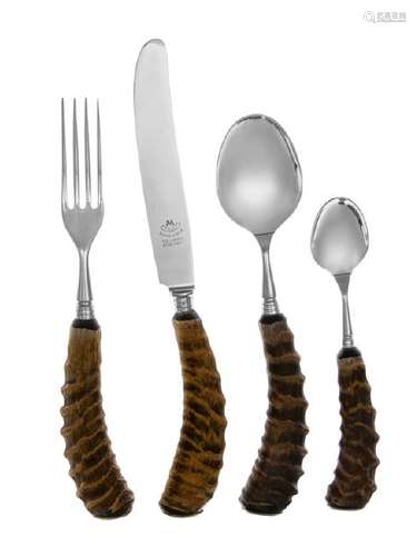 *A German Horn-Mounted Stainless Steel Flatware Service