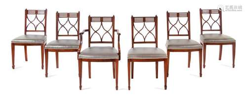 A Set of Six Federal Mahogany Dining Chairs Attributed