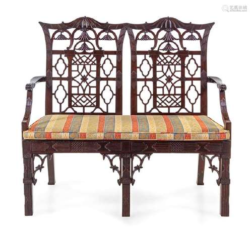 *A George III Style Mahogany Settee 19th Century in the