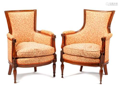 A Near Pair of Louis Philippe Style Armchairs Height of