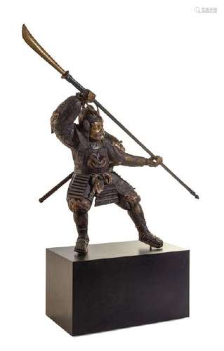 *A Large Japanese Bronze Figure of a Warrior depicted