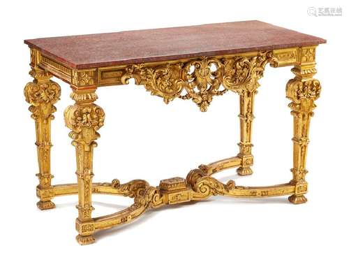 A French Neoclassical Style Giltwood Console Table