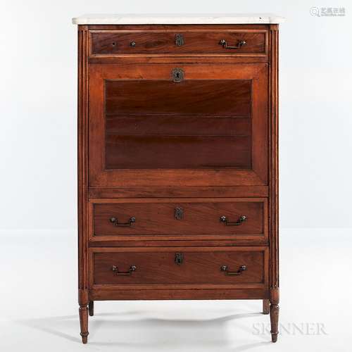 Louis XVI-style Mahogany Secretaire a Abattant