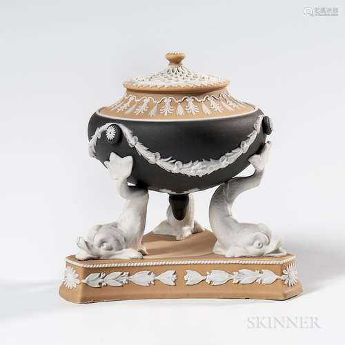 Wedgwood Tricolor Jasper Dip Pastille Burner and Cover