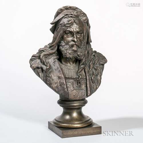 Attributed to Albert-Ernest Carrier-Belleuse (French, 1824-1887)    Bronze Bust of a Nobleman