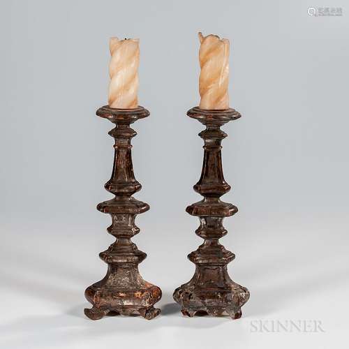 Pair of Silver-gilt Wood Pricket Candlesticks