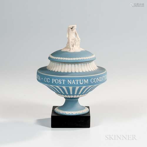 Wedgwood Light Blue Jasper Dip Apollo Vase and Cover