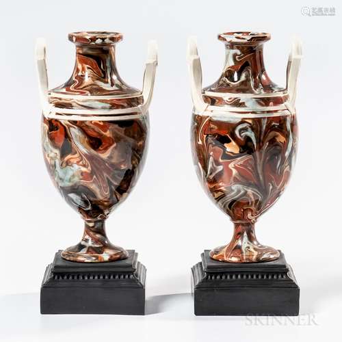 Pair of Wedgwood & Bentley Variegated Agate Cassolettes