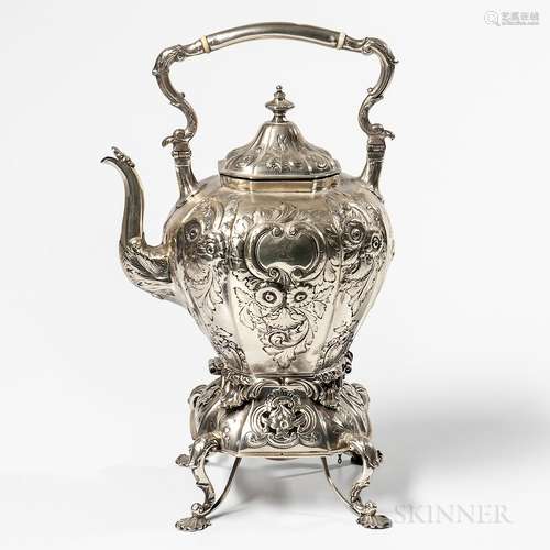 Coin Silver Kettle-on-Stand