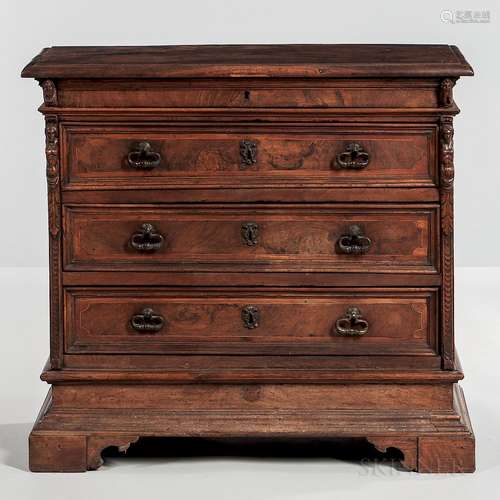 Neoclassical Walnut and Walnut-veneer Chest of Drawers