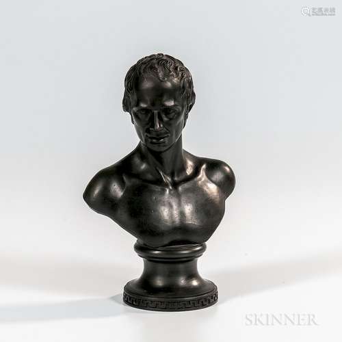 Wedgwood & Bentley Black Basalt Bust of Lawrence Sterne