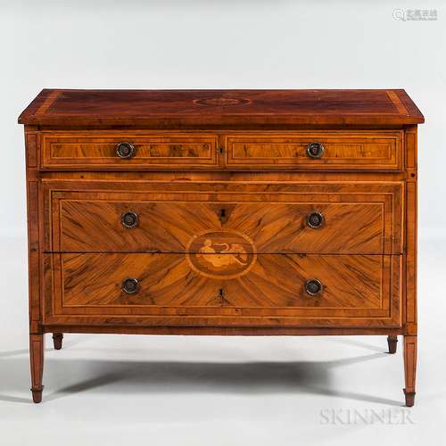 Neoclassical Mahogany- and Tulipwood-veneered Commode