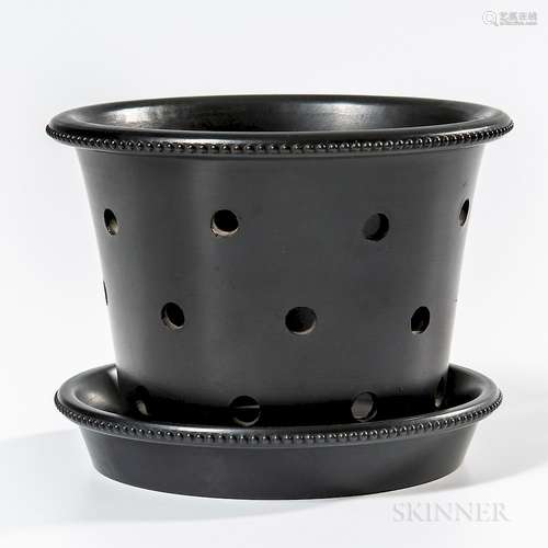 Wedgwood Black Basalt Flowerpot and Stand