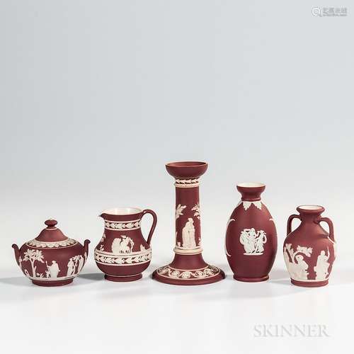 Five Wedgwood Crimson Jasper Dip Items