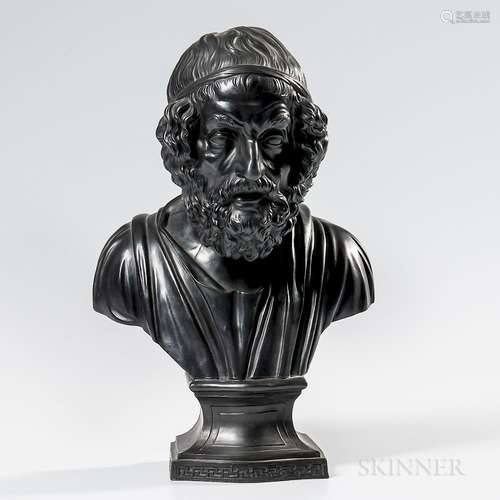 Wedgwood & Bentley Black Basalt Bust of Homer