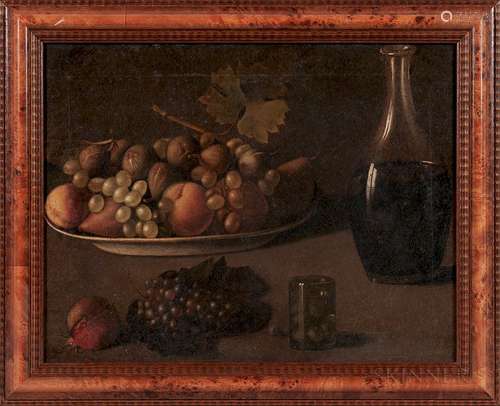 Dutch School, 19th Century  Still Life with Plate of Fruit and Carafe of Wine