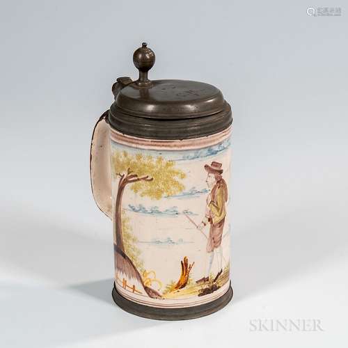 Magdeburg Polychrome Decorated Creamware Tankard