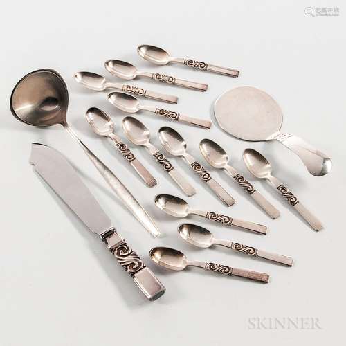 Fifteen Pieces of Georg Jensen Sterling Silver Flatware