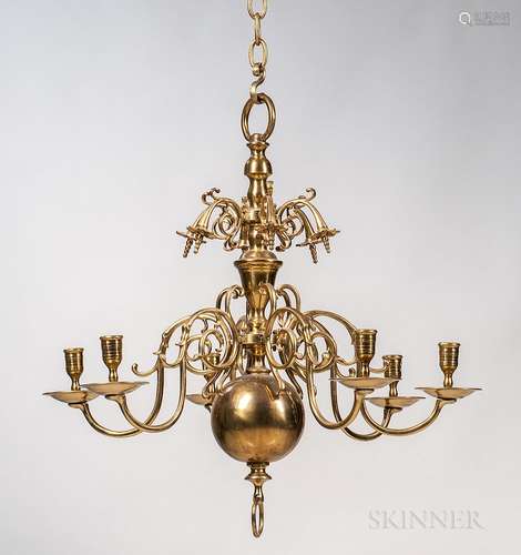 Brass Six-light Chandelier