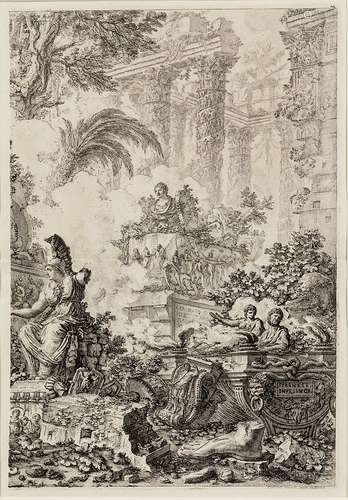 Giovanni Battista Piranesi (Italian, 1720-1778)  Two Framed Prints:  The Right Half of the Frontispiece of the Vedute di Roma