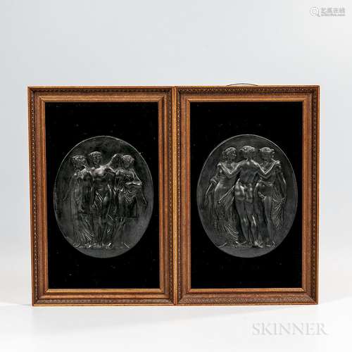 Pair of Wedgwood Black Basalt Plaques