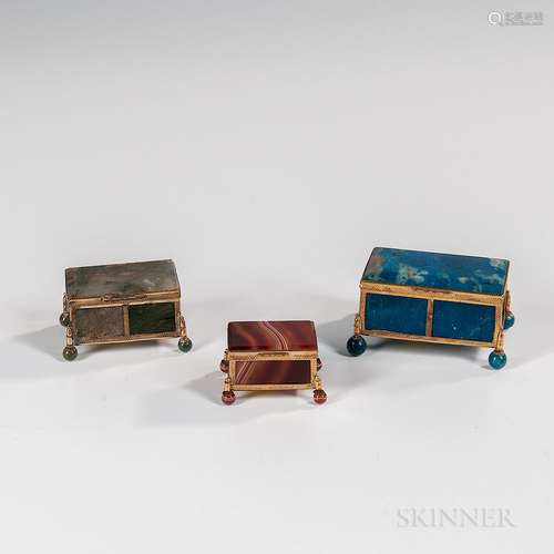 Three Agate Trinket Boxes