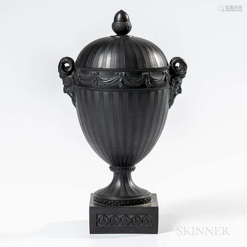 Wedgwood & Bentley Black Basalt Vase and Cover