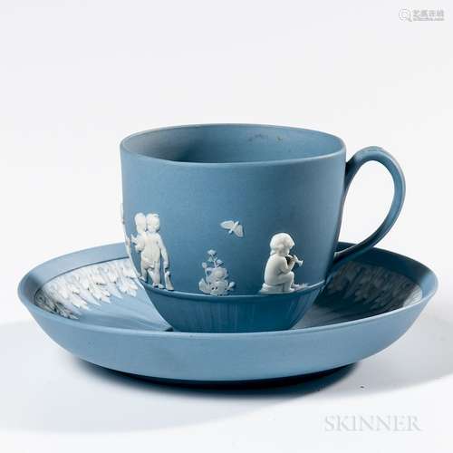 Wedgwood Solid Blue Jasper Cup and a Saucer