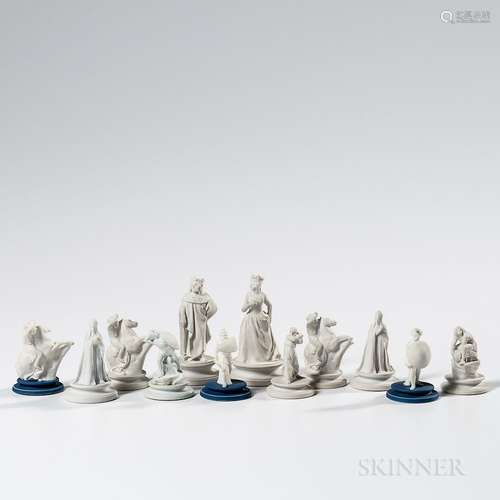 Twelve Wedgwood Jasper Chess Figures