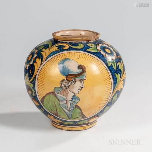 Venetian Majolica Portrait Vase