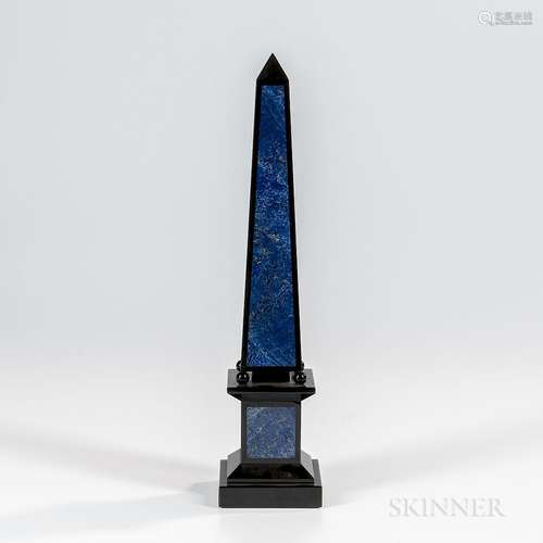 Lapis-inlaid Black Onyx Obelisk