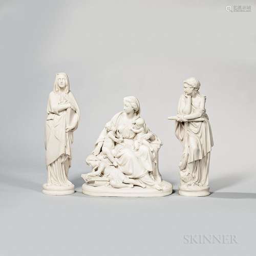 Three Wedgwood Carrara Figures Depicting Faith, Hope, and Charity