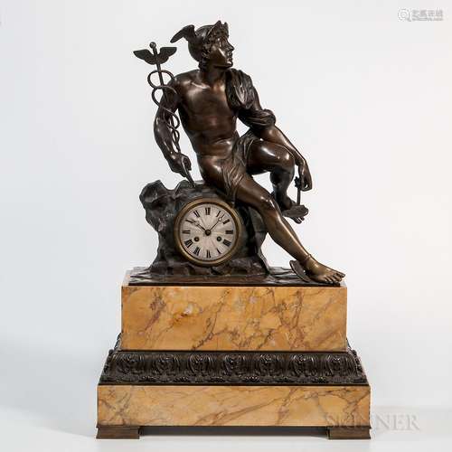 Bronze and Marble Mantel Clock