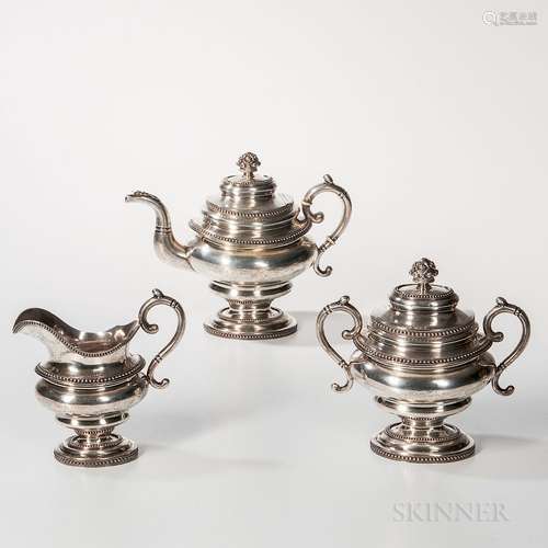 Three-piece Coin Silver Tea Service