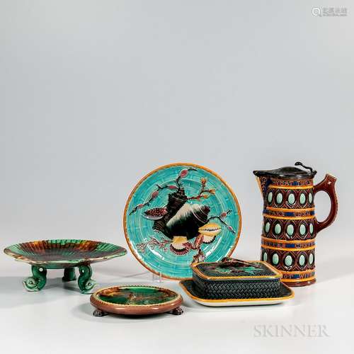 Five Wedgwood Majolica Items