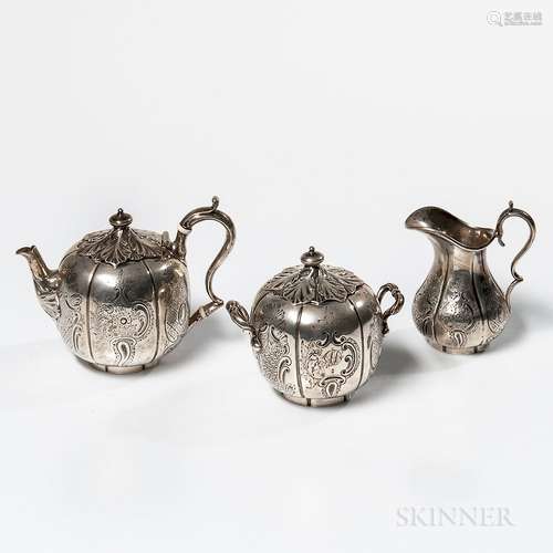 Three-piece Coin Silver Tea Service