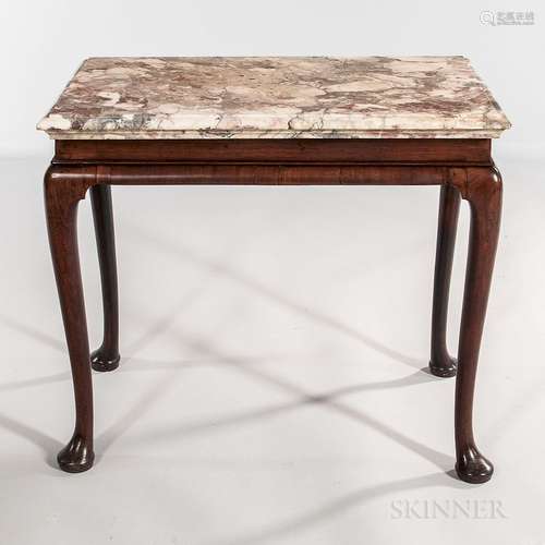 George III Mahogany and Mahogany-veneered Marble-top Side Table