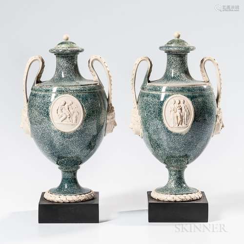 Pair of Wedgwood & Bentley Porphyry Vases and Covers