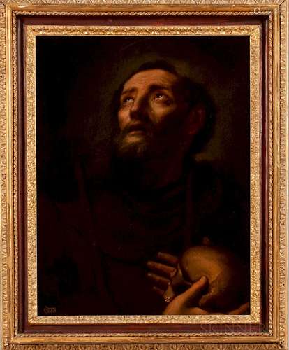 Italian School, 17th Century  St. Francis Holding a Skull