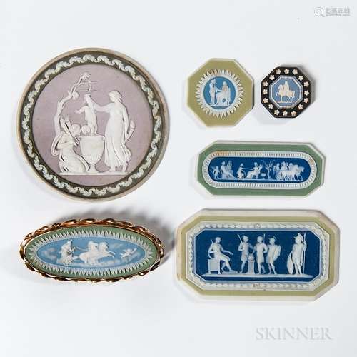 Six Wedgwood Tricolor Jasper Medallions