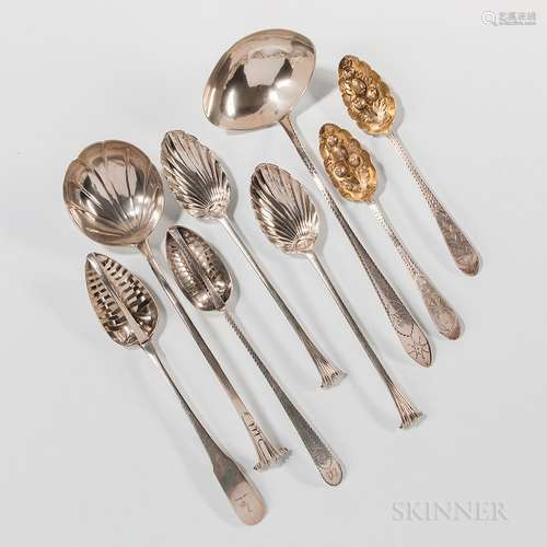 Eight Pieces of George III Irish Sterling Silver Flatware