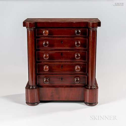 Miniature Mahogany and Rosewood Bureau