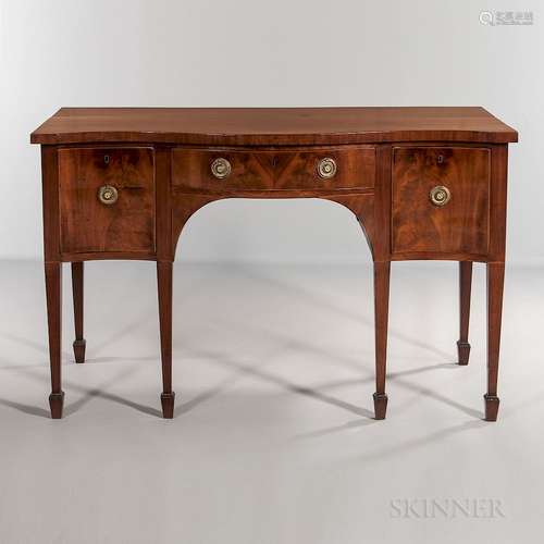 George III Mahogany and Mahogany-veneered Serpentine Sideboard