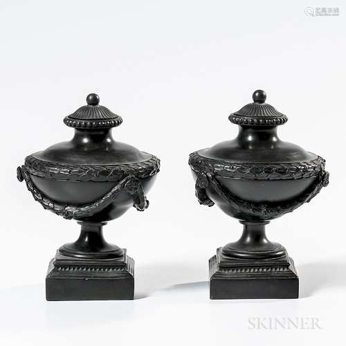 Pair of Wedgwood & Bentley Black Basalt 