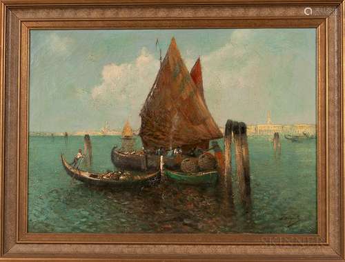 Nicholas Briganti (American, 1861-1944)    Fishing Vessels in Venice