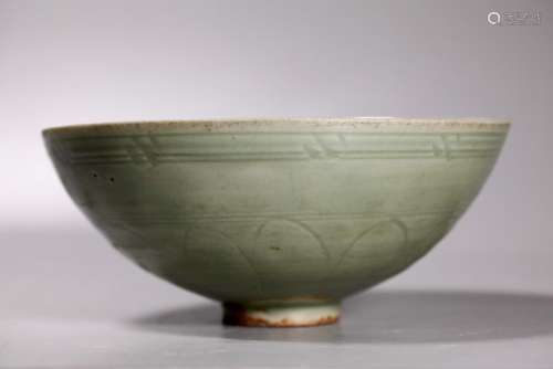 Lg Chinese Ming Longquan Celadon Porcelain Bowl