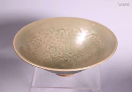 Chinese Yaozhou Celadon Porcelain Conical Bowl