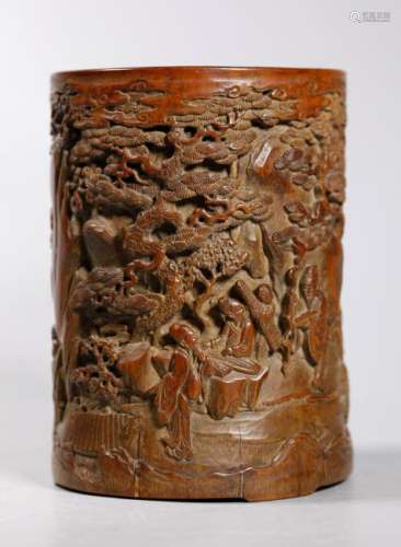 Chinese Finely Carved Bamboo Brush Pot