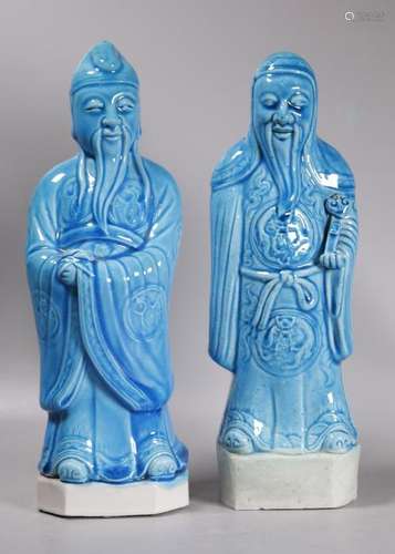 Chinese Turquoise Glazed Porcelain Guardians