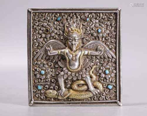 Tibetan Garuda Plaque Silver & Silver Gilt Buckle